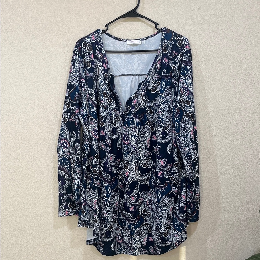 Alife Navy and Pink Paisley Blouse